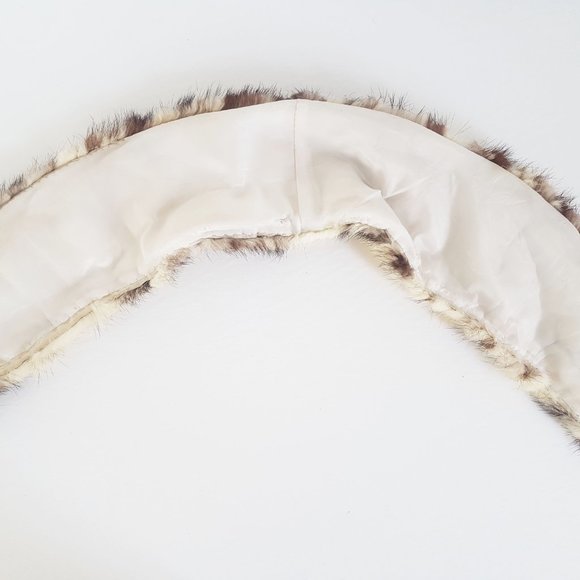 Cheetah Print Fur Collar Scarf, White Raccoon Fur Collar, Raccoon Fur Scarf - Picture 3 of 8